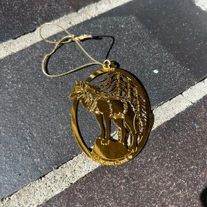 Coldwater Creek Gold Wolf Christmas Ornament